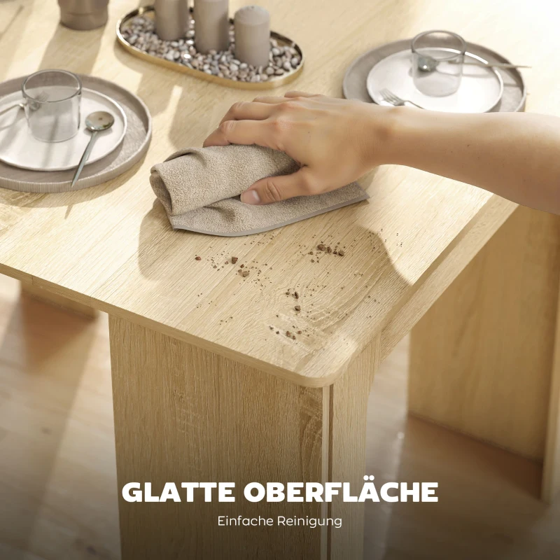 HOMCOM Eettafel, klaptafel, uitschuifbare keukentafel, eetkamertafel, spaanplaat, 60-180 x 85 x 75 cm, naturel(m-6)
