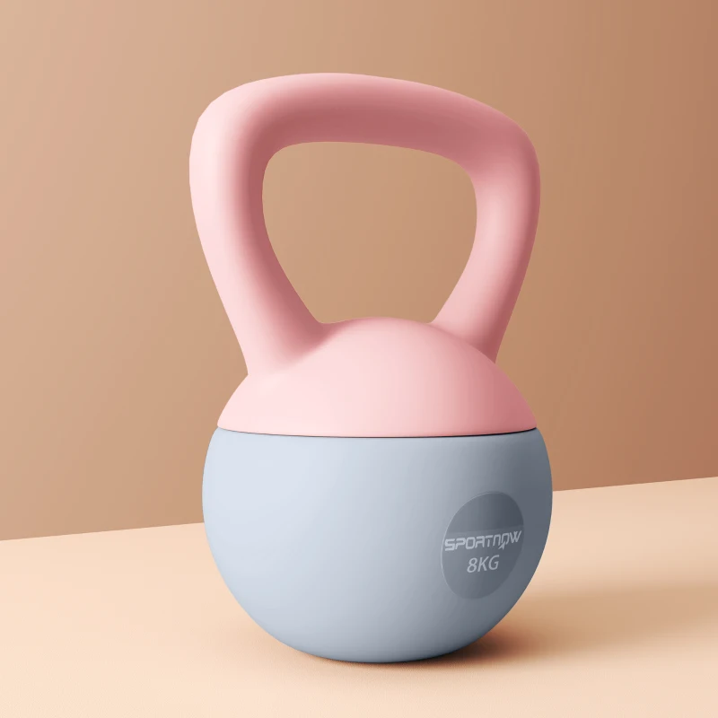SPORTNOW Pesa Rusa 8 kg Kettlebell Relleno de Arena Metálica y Mango Antideslizante para Entrenamiento en Casa 19x19x28 cm Rosa