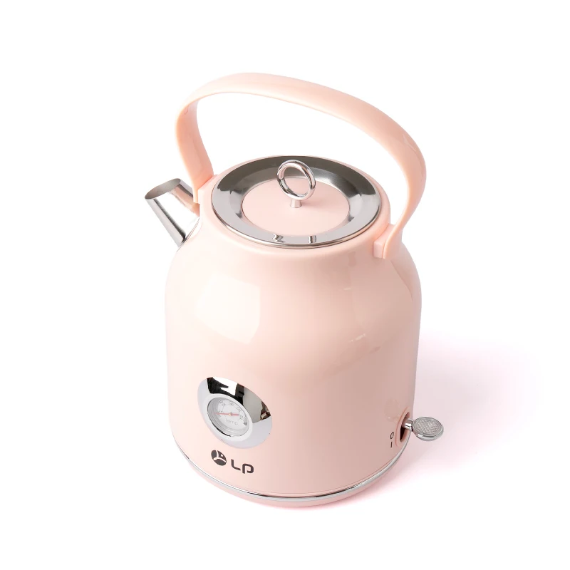Bouilloire 1,7 l, corps en acier inoxydable laqué chromé, 27x18x18 cm, rose clair