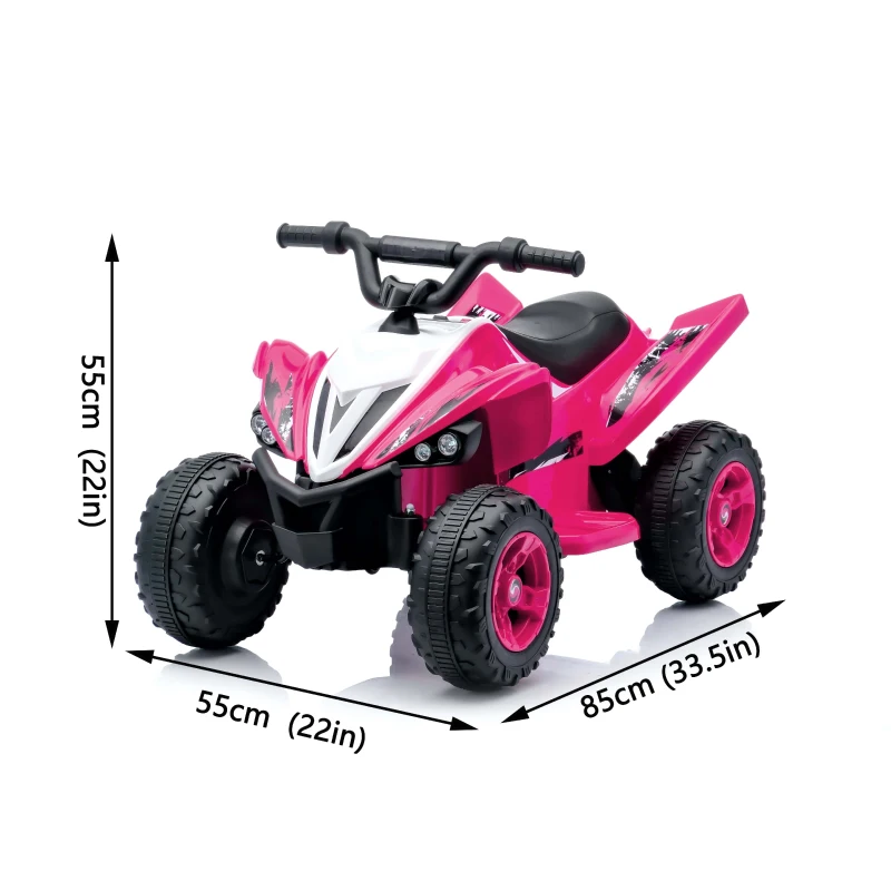 Kinder Quad elettrico 12V, due velocità (alta/bassa) e avanti/indietro, 85x55x55,3 cm, Rosa
