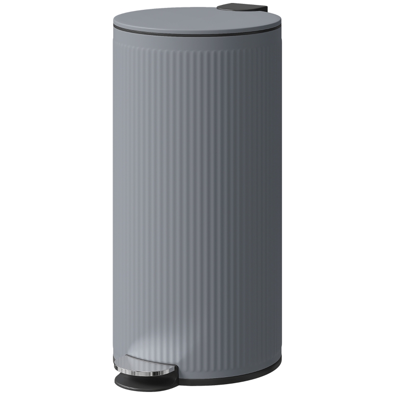 HOMCOM Prullenbak 30 L Tretemmer met softclose-deksel en pedaal, binnenemmer metaal, Zwart, 36 x 30 x 60,5 cm(m-10)