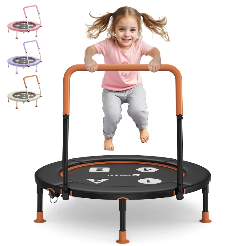 Trampolino per bambini piccoli, design anti‑ribaltamento, ripiegabile salvaspazio, ideale per bambini da 1–6 anni, Dimensioni 91 x 91 x 81 cm, 91x91x81 cm, Nero