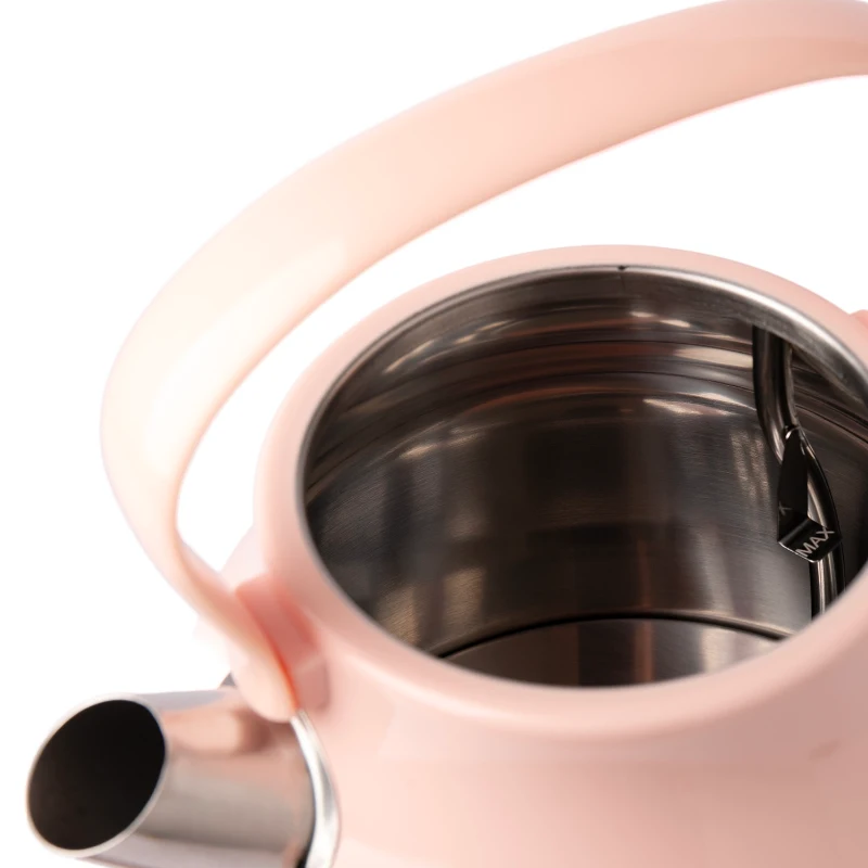 Bouilloire 1,7 l, corps en acier inoxydable laqué chromé, 27x18x18 cm, rose clair