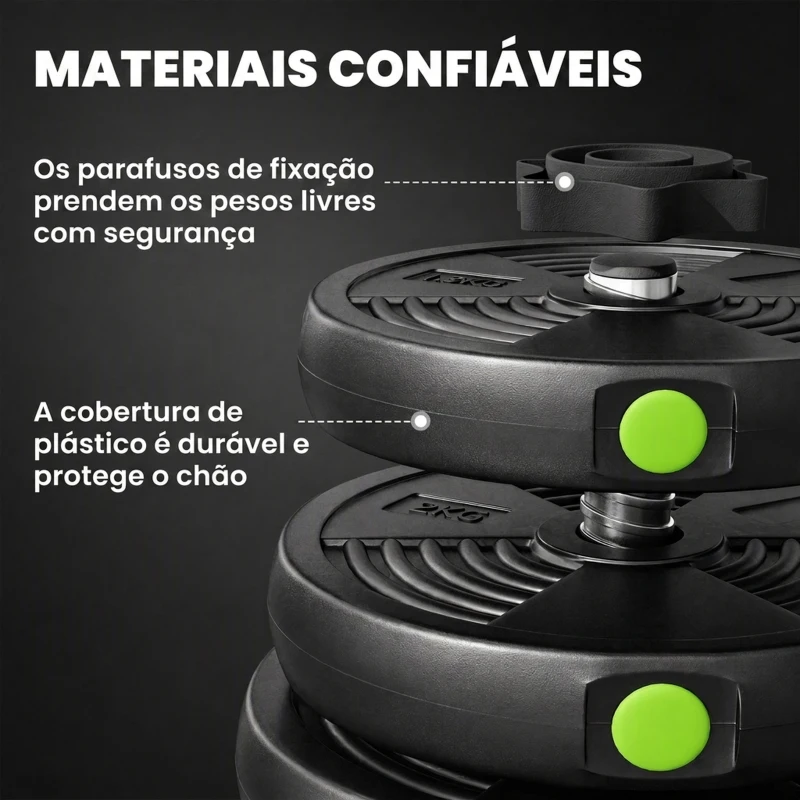SPORTNOW Kit de Halteres 30 kg 2 em 1 Jogo de Pesos com Barra de Pesos Pega Antiderrapante para Treino de Força  Preto e Verde