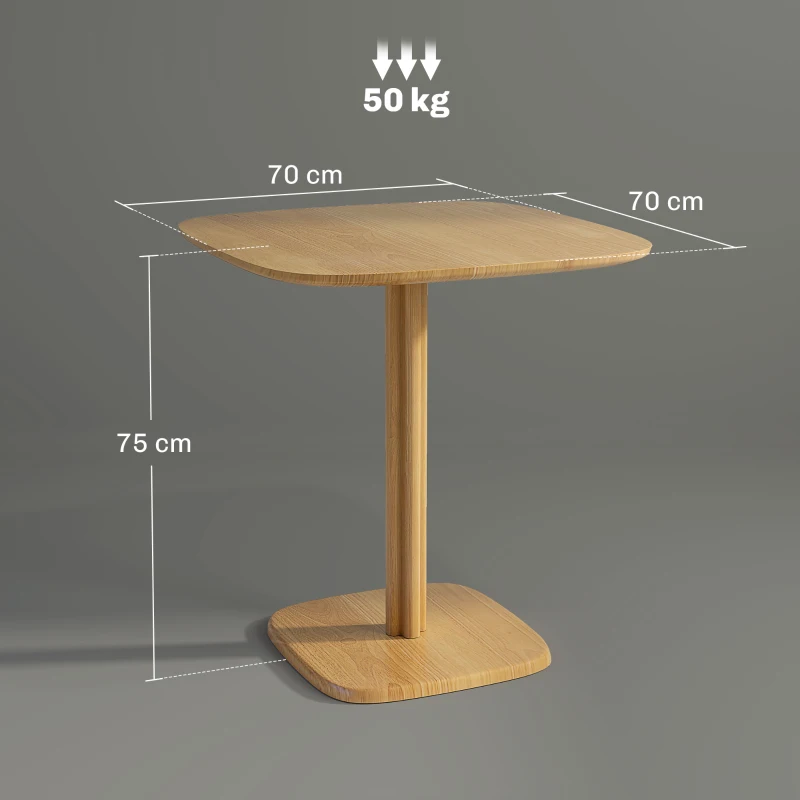 HOMCOM Eettafel, 70 x 70 cm keukentafel voor 4 personen van rubberhout voor keuken, eetkamer, naturel
