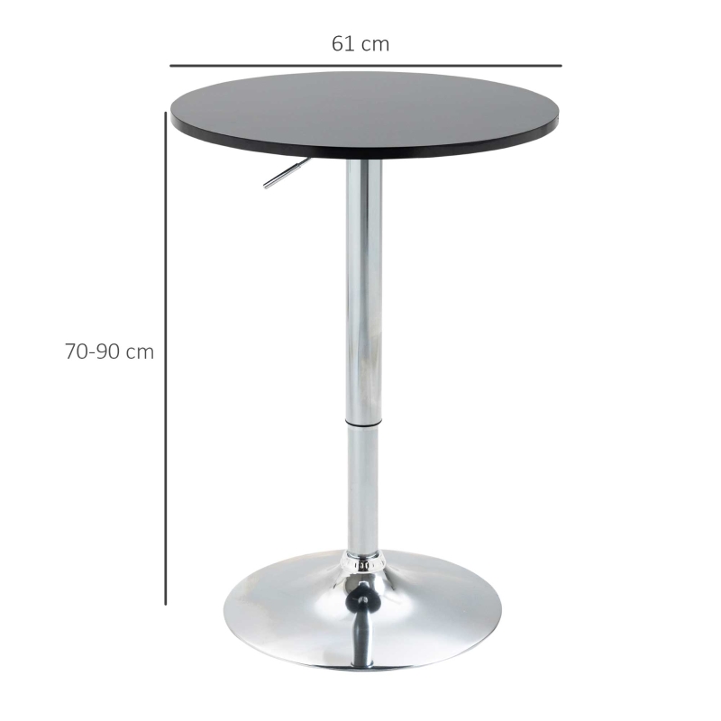 HOMCOM bartafel met draaibaar blad in hoogte verstelbaar zwart 61 x 70-90cm