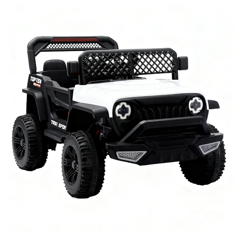Auto elettrica per bambini 12V, telecomando per genitori e modalità di guida manuale, 96x59,2x58 cm, Bianco