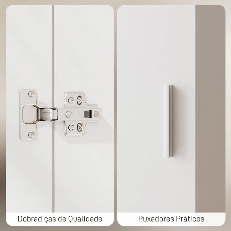 HOMCOM Roupeiro Moderno para Quarto com Barra de Pendurar, Gaveta e Prateleira Superior, 40x52x170 cm, Branco