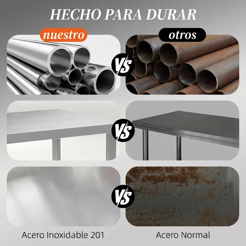 HOMCOM Mesa de Trabajo de Acero Inoxidable con 2 Estantes para Cocina Garaje Taller Carga 100 kg 90x60x86 cm Plata