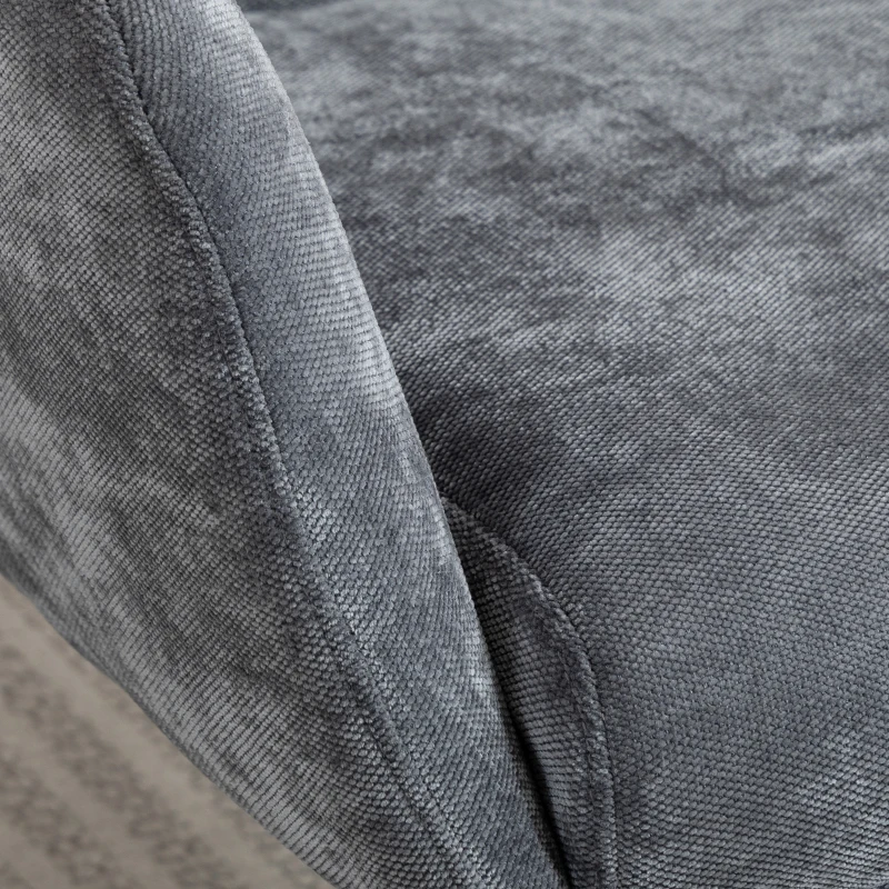 HOMCOM Gepolsterde fauteuil met voetenhocker, loungefauteuil met hoge rugleuning, metalen basis, voor woonkamer, slaapkamer, grijs