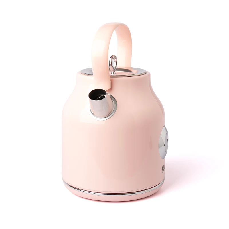 Bouilloire 1,7 l, corps en acier inoxydable laqué chromé, 27x18x18 cm, rose clair