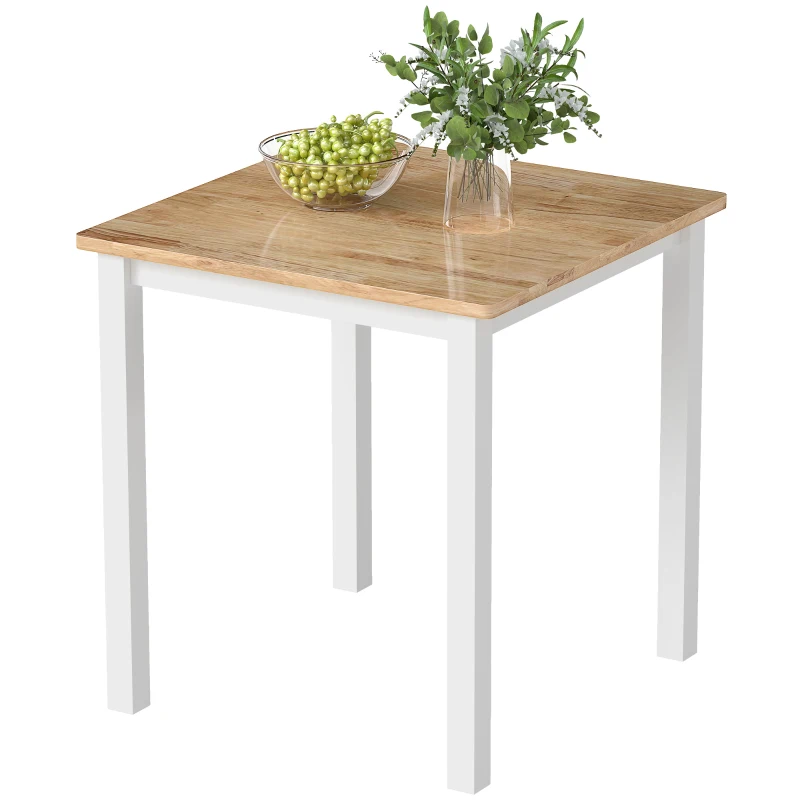 HOMCOM Eettafel van rubberhout, voor maximaal 4 personen, antislip pads, natuurlijk hout