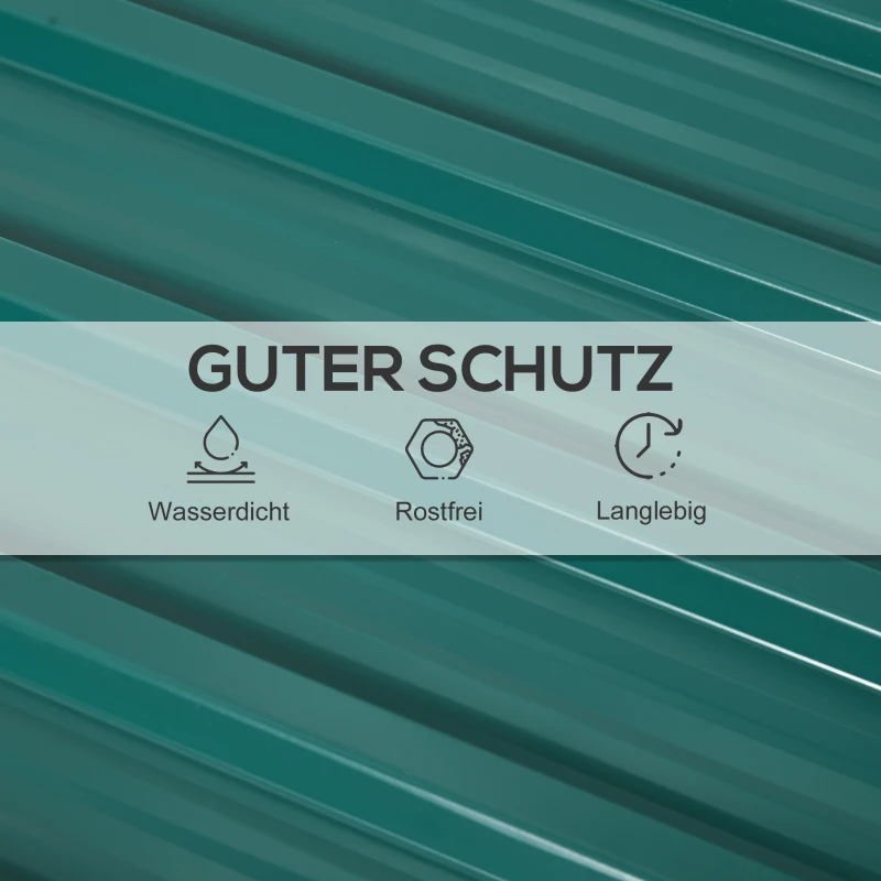 Outsunny 12-stuks Verzinkte Trapeziumvormige Platen 129x45cm 7m² Weerbestendig Dakplaat in Groen
