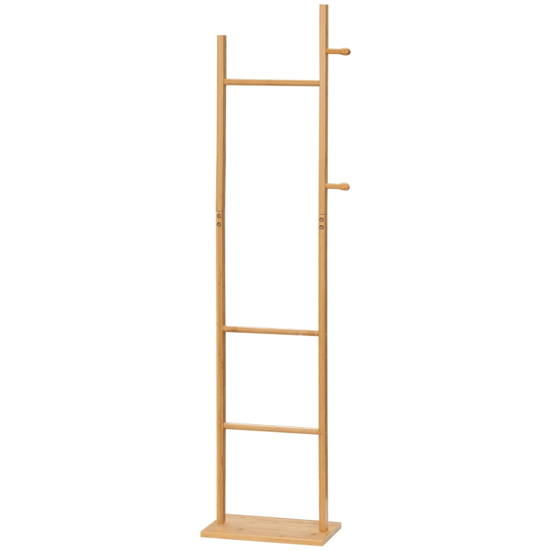 HOMCOM Moderne Kapstok, 2 Haken & 3 Rails, Stevig Bamboe, 36x24x168 cm, Natuur