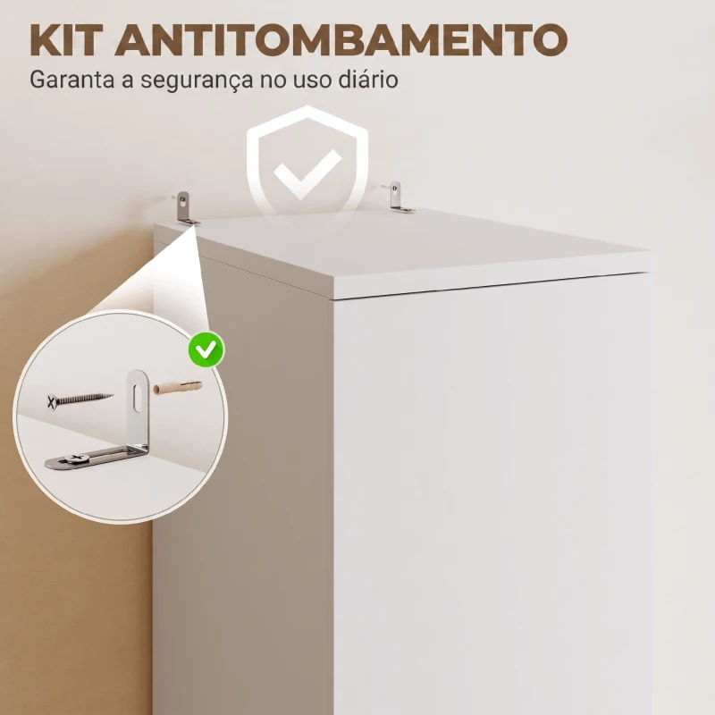 HOMCOM Roupeiro Moderno para Quarto com Barra de Pendurar, Gaveta e Prateleira Superior, 40x52x170 cm, Branco