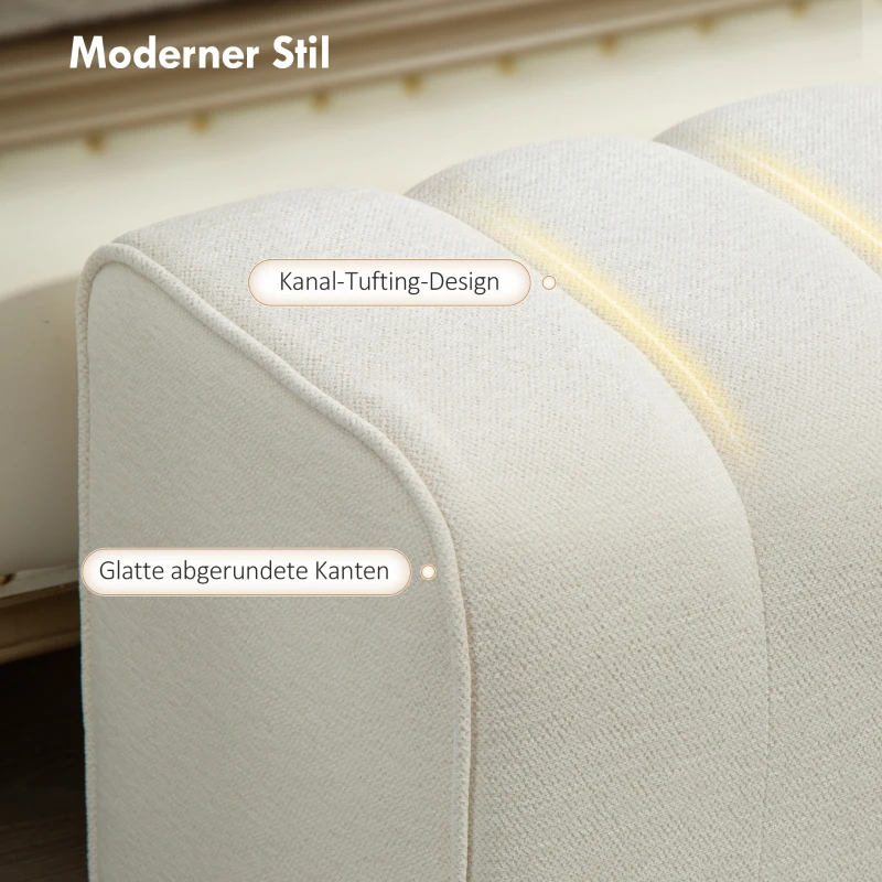 HOMCOM Moderne slaapkamerbank 110 x 40 x 44 cm — linnenlook, tot 220 kg, crèmewit(m-4)
