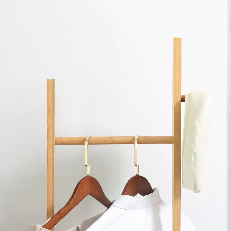 HOMCOM Moderne Kapstok, 2 Haken & 3 Rails, Stevig Bamboe, 36x24x168 cm, Natuur