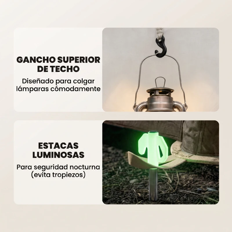 Outsunny Tienda de Campaña Inflable con Mosquitera Vestíbulo Bomba para 3–4 Personas UPF30+ Bolsa Montaje Rápido Impermeable