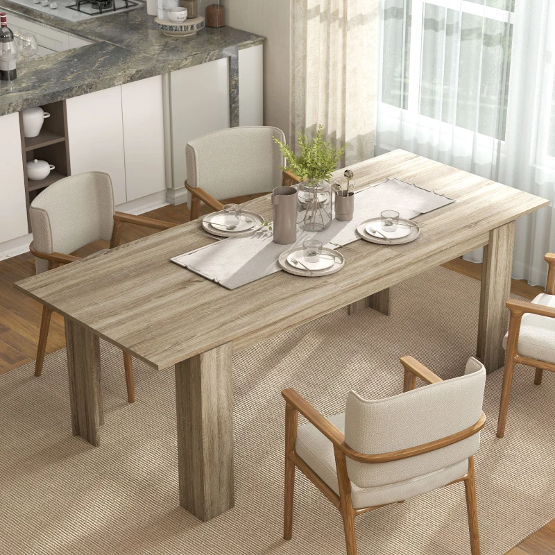 HOMCOM Uitschuifbare Eettafel, uitbreidbaar van 180 naar 260 cm, voor 6-10 personen, Hout(m-6)