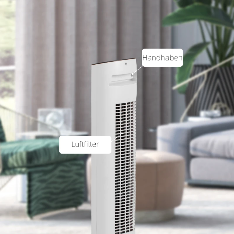 HOMCOM Zuilventilator 50W met Afstandsbediening stille 3 snelheden Timer en 85° Oscillatie 30 x 30 x 78 cm wit