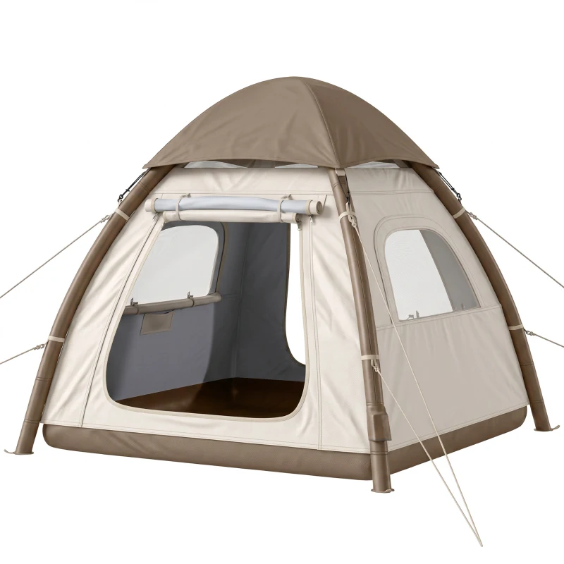 Outsunny Tienda de Campaña Inflable con Mosquitera Vestíbulo Bomba para 3–4 Personas UPF30+ Bolsa Montaje Rápido Impermeable