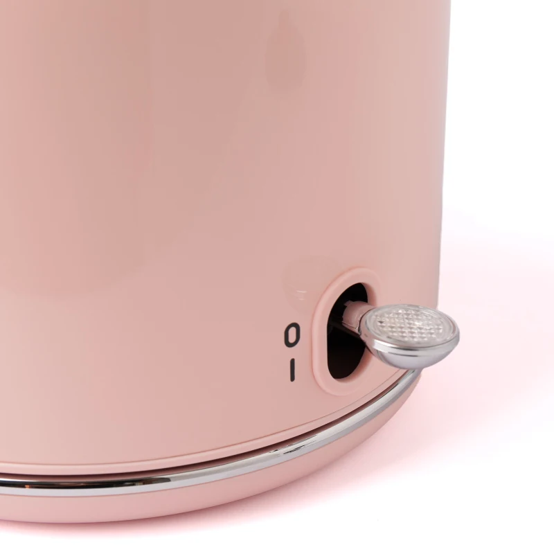 Bouilloire 1,7 l, corps en acier inoxydable laqué chromé, 27x18x18 cm, rose clair