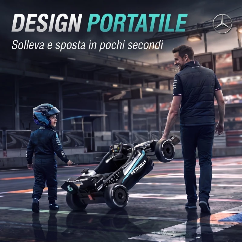 AIYAPLAY Go-kart elettrico Mercedes-AMG F1 con telecomando e sospensioni posteriori