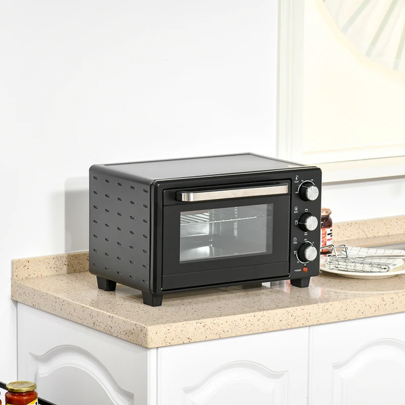 HOMCOM Horno Sobremesa de 21L 1400W Mini Horno Eléctrico Temporizador hasta 60min y Temperatura Regulable hasta 230℃ Negro
