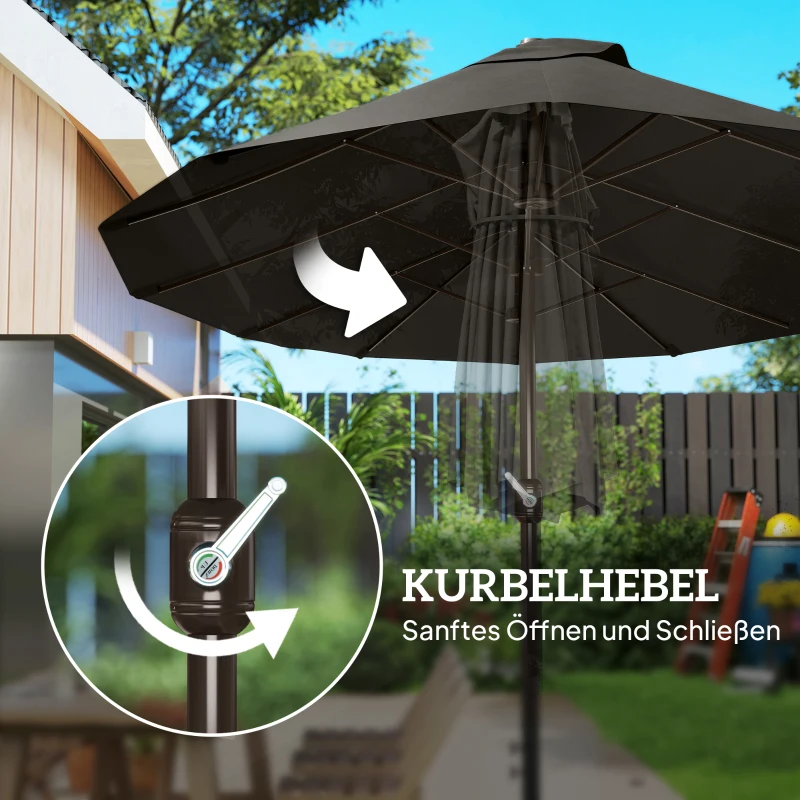Outsunny Parasol met parasolstandaard en dubbele parasol 460 x 270 cm donkergrijs