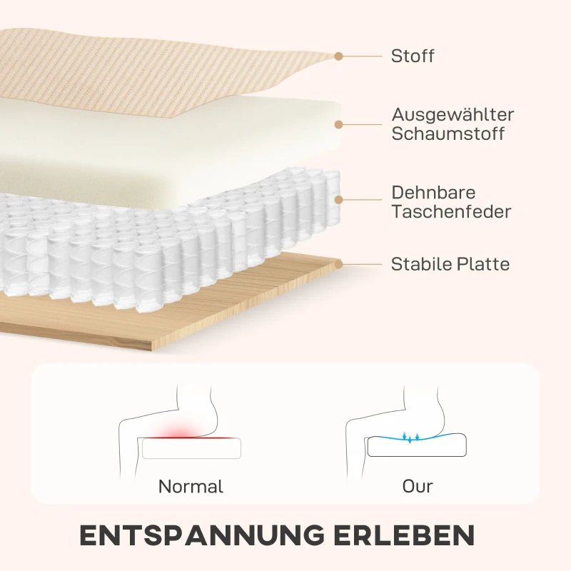 HOMCOM Verstelbare slaapbank, L-vormige gastslaapbank met slaapfunctie, opbergruimte, kussens, voor woonkamer, logeerkamer, Beige(m-7)