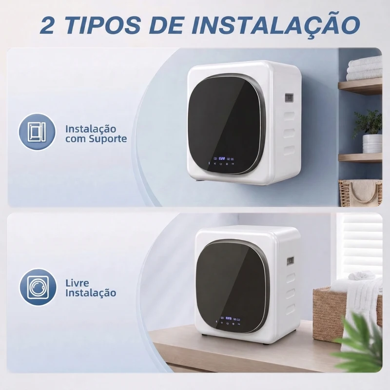 HOMCOM Máquina de Secar por Exaustão 4 kg 800W com Ecrã Tátil, Controlo de Tempo e Temperatura, Secagem Uniforme, Branco