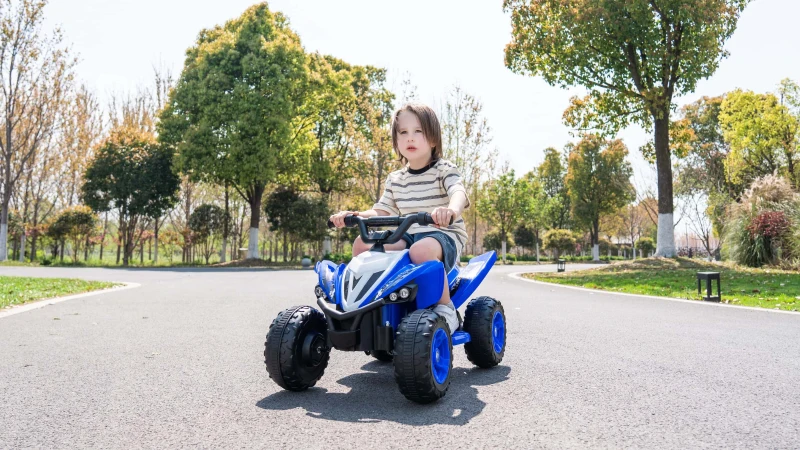 Quad elettrico per bambini 12V, due velocità (alta/bassa) e avanti/indietro, 85x55x55,3 cm, Blu