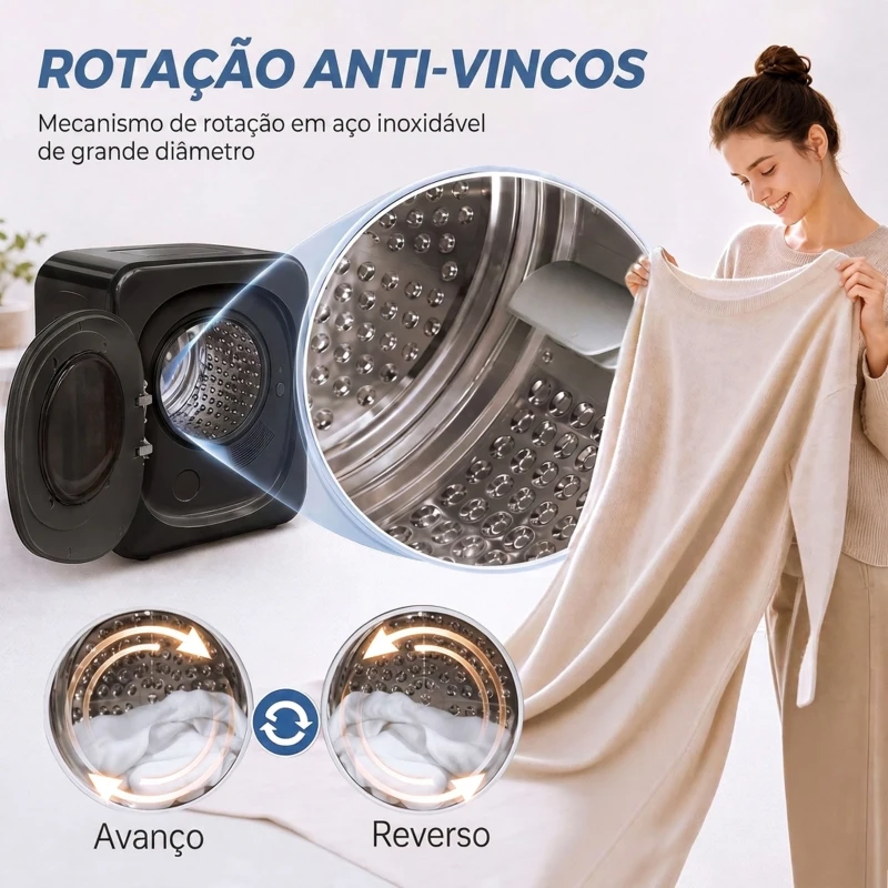 HOMCOM Máquina de Secar Roupa de Exaustão 4 kg 800W Anti-Vincos Esterilização 5 Programas Carga Frontal 48x40x56 cm Preto