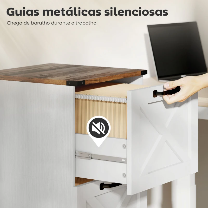 HOMCOM Arquivador com 4 Gavetas com Trilho Suspenso para A4 e Carta 40x40x131 cm Branco