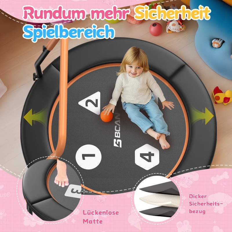 Trampoline pour tout-petits, Anti‑basculement‑Design, pliable, peu encombrant, idéal pour les enfants de 1 à 6 ans, Dimensions 91L x 91l x 81H cm, 91x91x81 cm, Noir