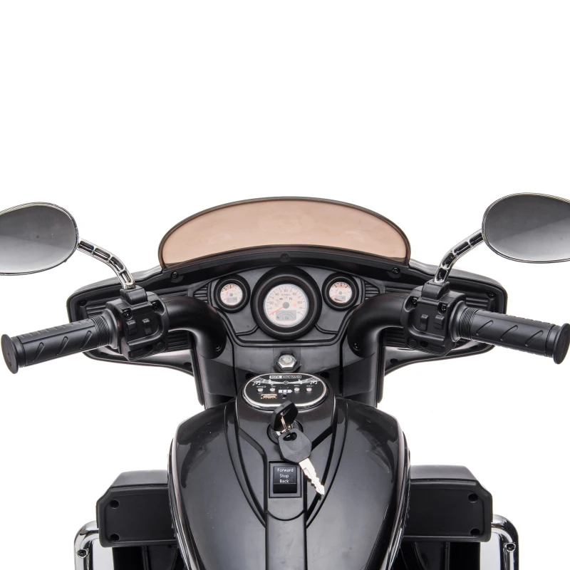 Moto elettrica 12V per bambini, ampio vano portaoggetti e sedile morbido in PU, 110x48x68 cm, Nero
