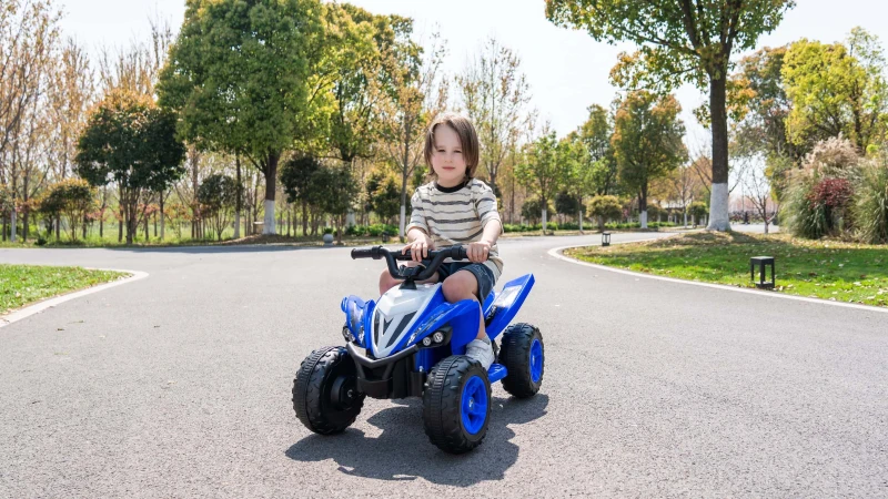 Quad elettrico per bambini 12V, due velocità (alta/bassa) e avanti/indietro, 85x55x55,3 cm, Blu