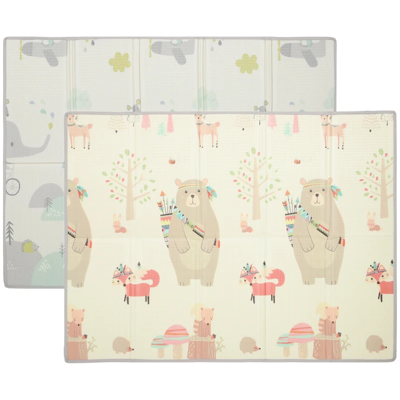 AIYAPLAY Baby-Spielmatte, Tiermuster, Schaumstoff, 1,5 cm dicke Polsterung, rutschfest