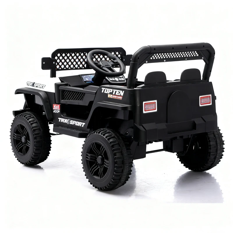 Auto elettrica per bambini 12V, telecomando per genitori e modalità di guida manuale, 96x59,2x58 cm, Bianco
