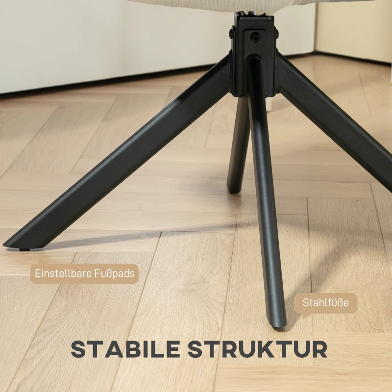 HOMCOM Gepolsterde fauteuil, accentfauteuil, modern design, draaibaar, tot 120 kg, crèmewit