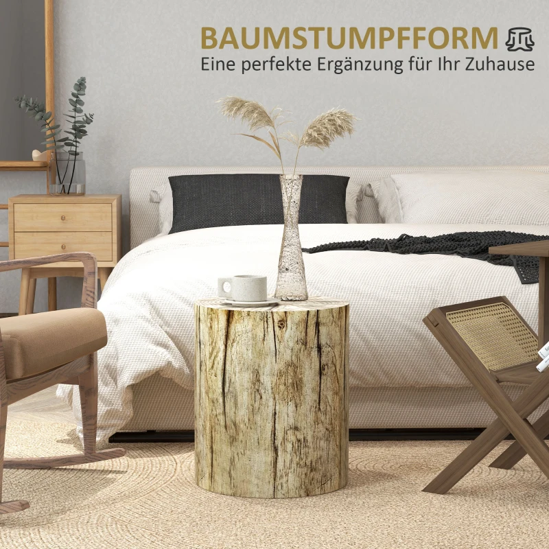 HOMCOM Bijzettafel in Boomstamontwerp, weerbestendig, voor Binnen & Buiten, Beton, Ø37 x 43 cm