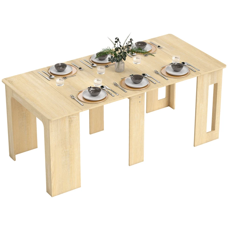 HOMCOM Eettafel, klaptafel, uitschuifbare keukentafel, eetkamertafel, spaanplaat, 60-180 x 85 x 75 cm, naturel(m-10)