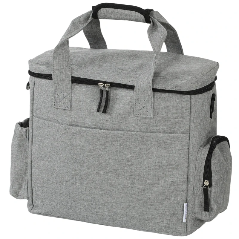 PawHut Hundebox Transportbox Hund mit mehreren Fächern 2 Futterbehältern zusammenklappbar Silikonschüssel 38x17x35 cm Hellgrau