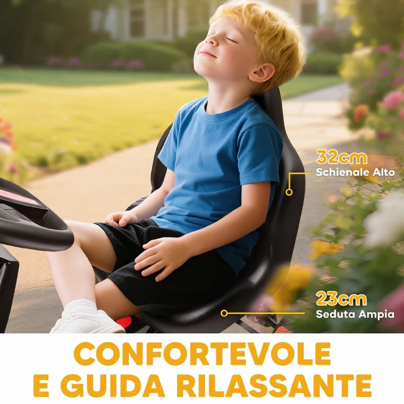 AIYAPLAY Go Kart a Pedali per Bambini 3-6 Anni, 50 kg Portata, con Portabicchieri e Ruote in EVA Antiscivolo, Rosso