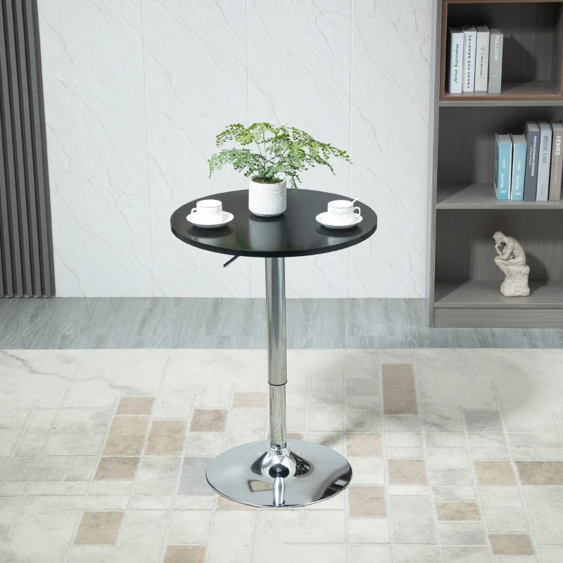 HOMCOM bartafel met draaibaar blad in hoogte verstelbaar zwart 61 x 70-90cm