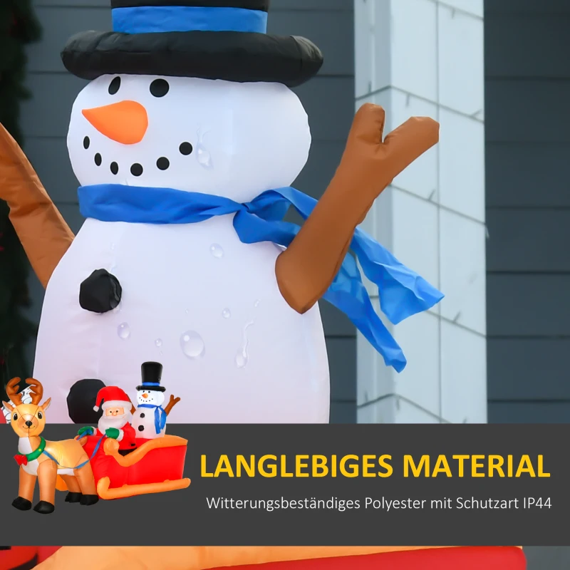 HOMCOM opblaasbare kerstman slee sneeuwpop