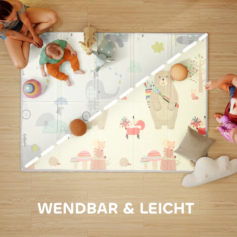 AIYAPLAY Baby-Spielmatte, Tiermuster, Schaumstoff, 1,5 cm dicke Polsterung, rutschfest