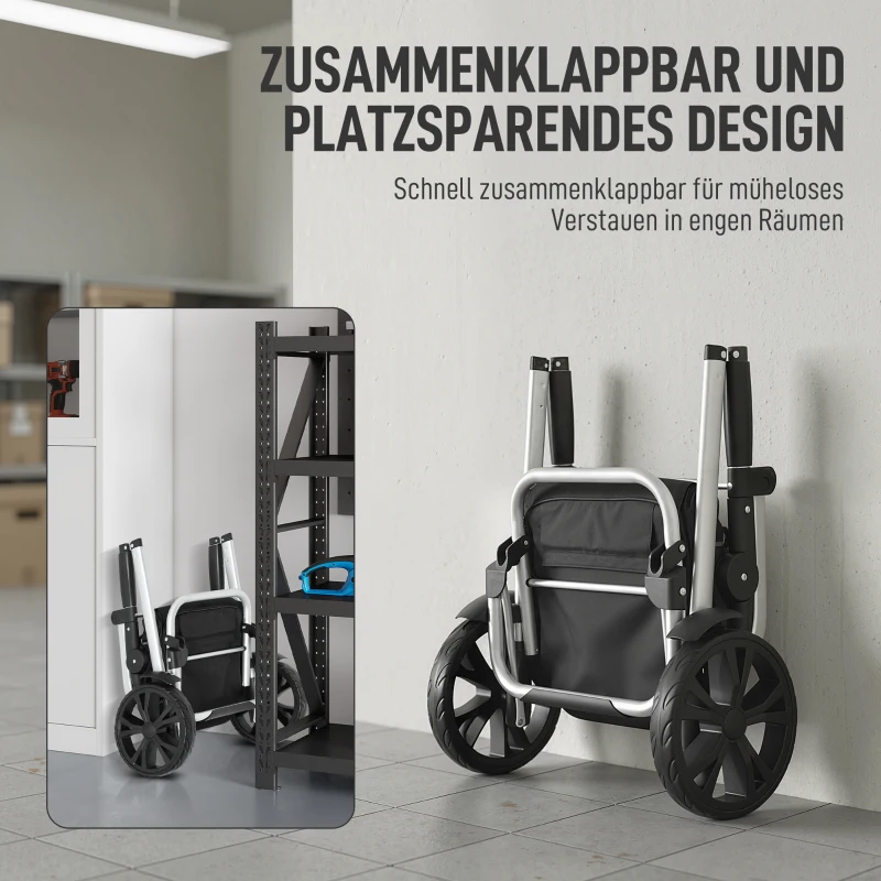 HOMCOM 3-in-1 opvouwbare boodschappentrolley 40L, belastbaar tot 25 kg, met koelvak, zwart