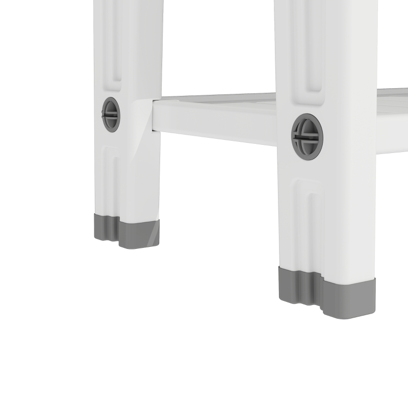 HOMCOM Shower Bench 2-Tier Shower Stool Bathroom with Shelf White and Grey