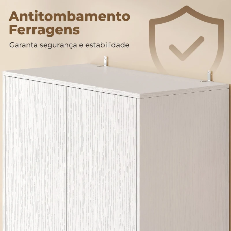 HOMCOM Armário de Cozinha com 4 Portas de Fecho Suave Prateleiras Ajustáveis e 2 Compartimentos Abertos Branco
